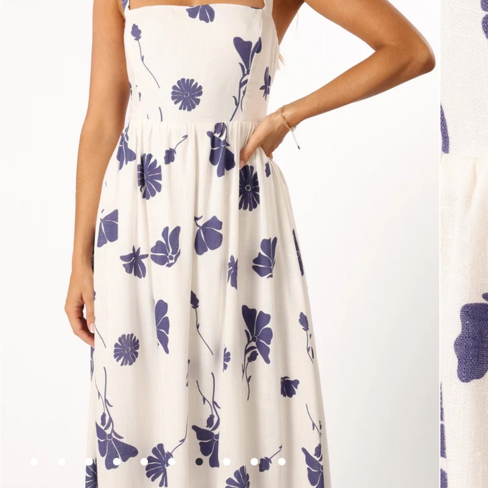 Petal & Pup White Maxi Dress with Blue Floral Print - Picture 6 of 15